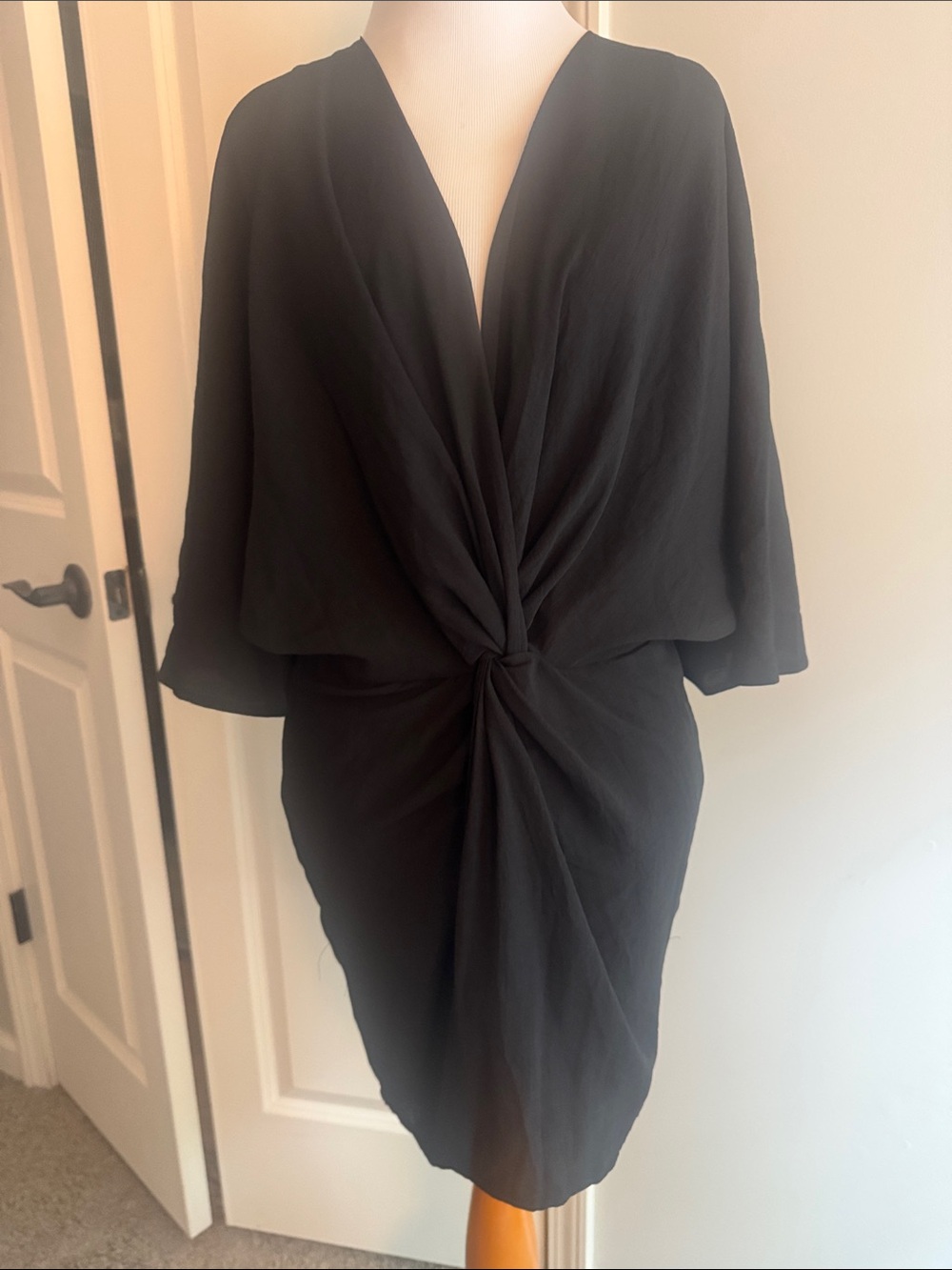 Brand New with Tags- Elegant Black Twist-Front Women's Dress, sz M